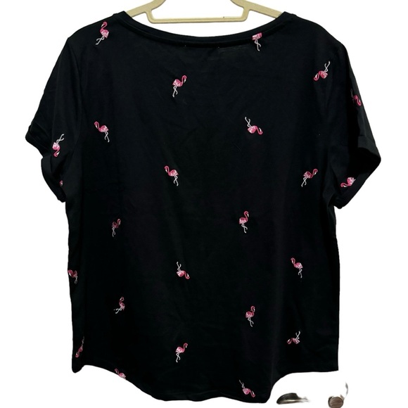 Vintage America - Black Tshirt - Flamingo embroidery - size L NWT - Picture 4 of 6